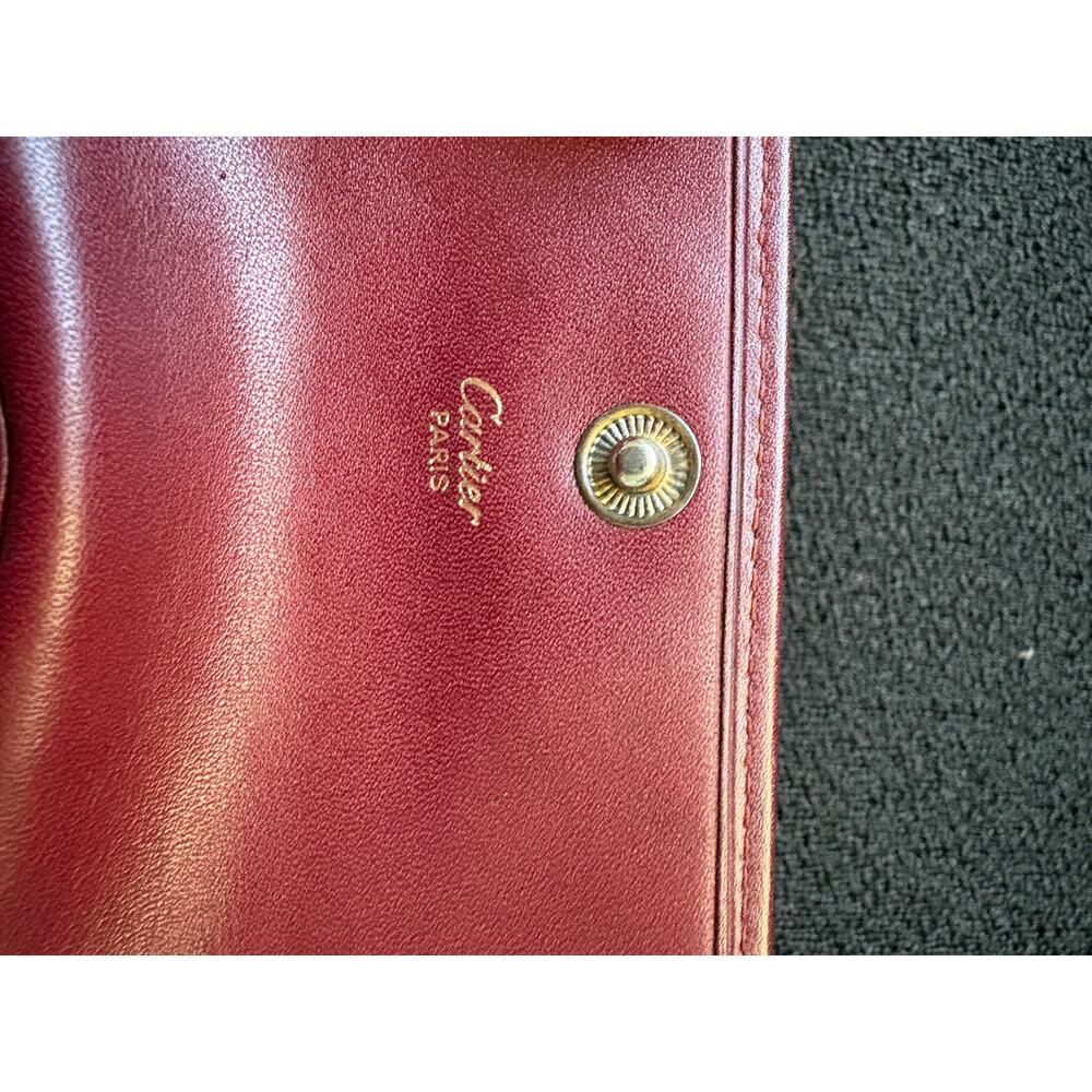 Cartier Burgundy Leather Pouch/Clutch - INCLUDES COA AND CHAIN - Picture 7 of 9